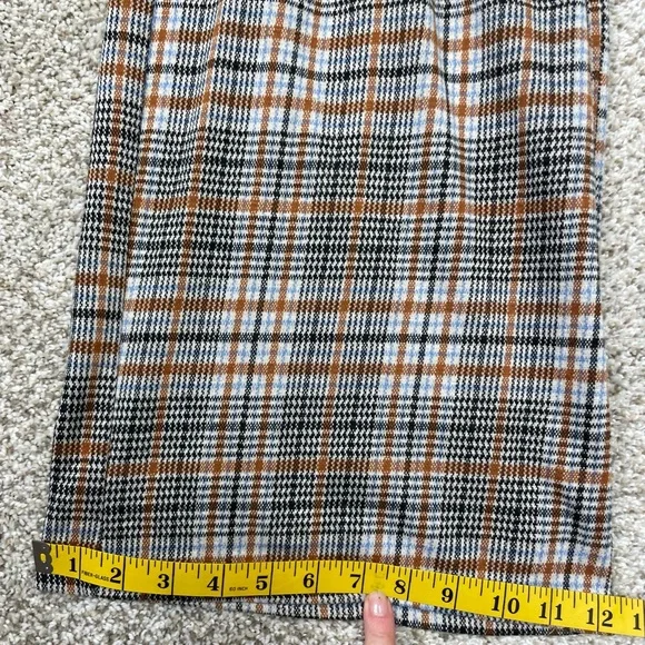 Anthropologie Maeve Checkered Pleated Wide Leg Trousers in Brown and Black - Picture 10 of 12